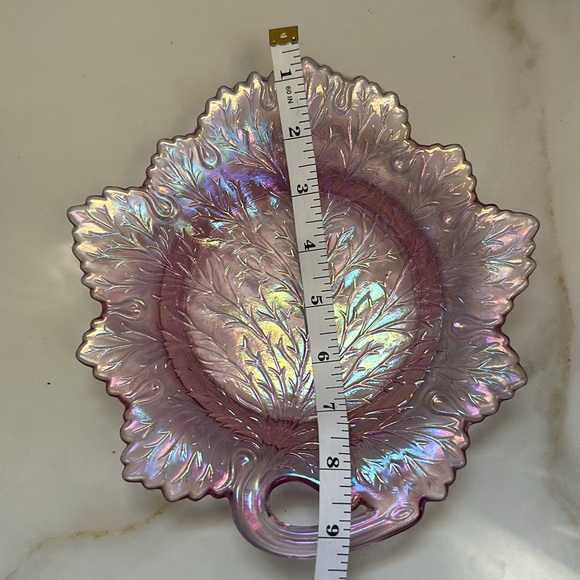 vintage Fenton Iridized Empress Rose leaf plate. - Picture 6 of 7